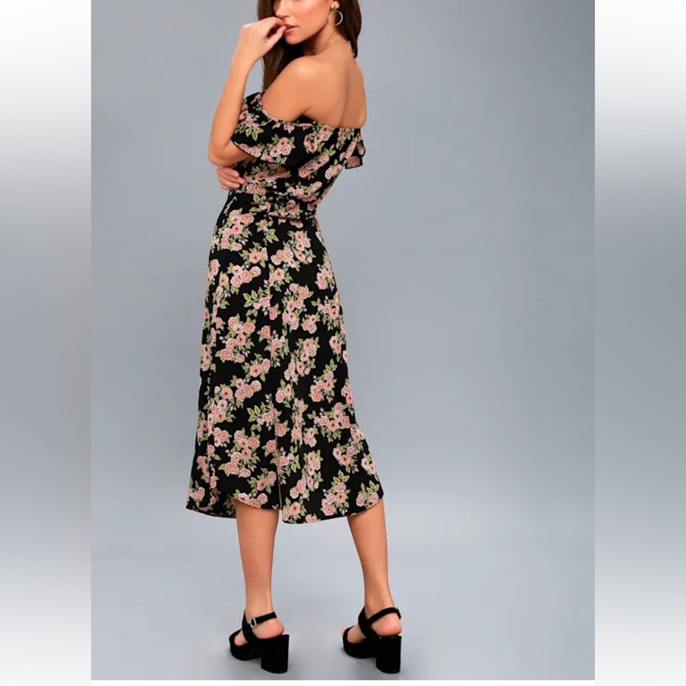 Amuse Society “Sweeter Than You” black floral midi dress, S - Picture 2 of 12